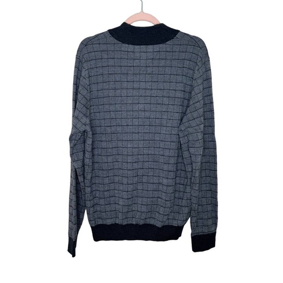 NWT Brax Men's Steffen Quarter Zip Blue Plaid Pullover Sweater Anthracite - Picture 6 of 9